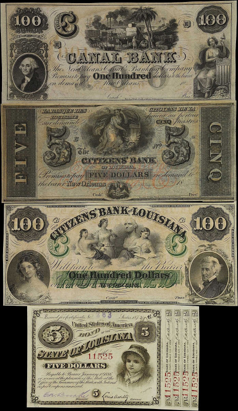 Lot of (4) New Orleans, Louisiana. Canal Bank, Citizens' Bank of Louisiana & Sta...