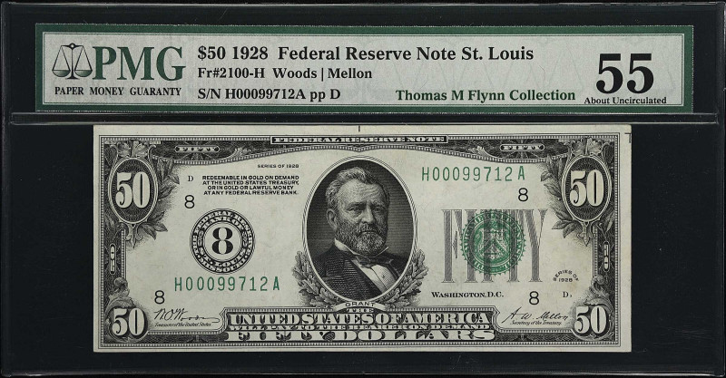 Fr. 2100-H. 1928 $50 Federal Reserve Note. St. Louis. PMG About Uncirculated 55....