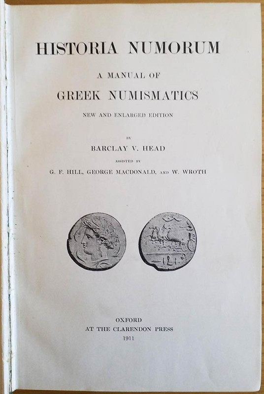 Barclay V. Head Historia Nummorum, A Manual of Greek Numismatics New and enlarge...