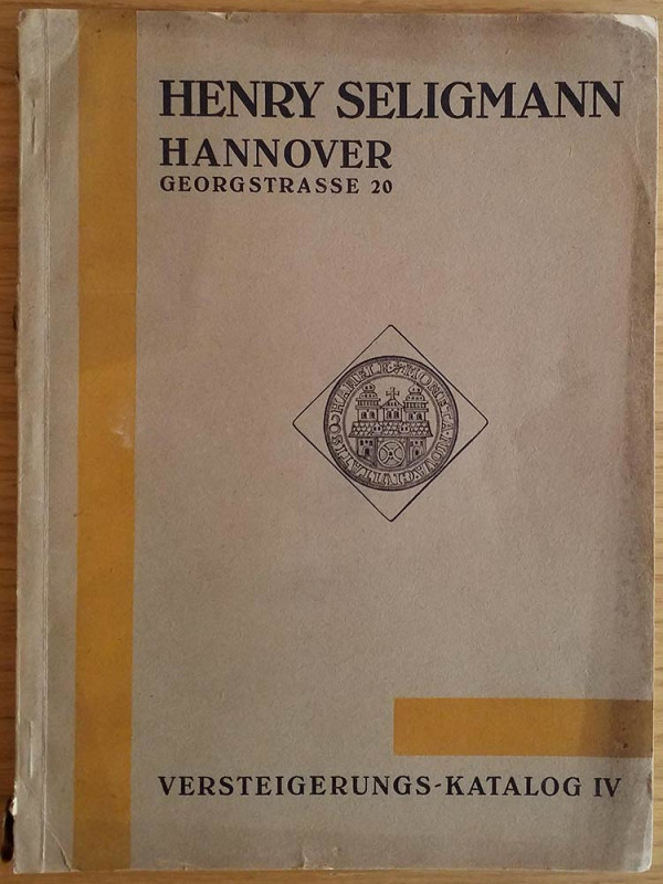 Seligmann H. Katalog IV. Sammlung George Pflumer Hameln. U.A. 25 Marz 1929. Bros...