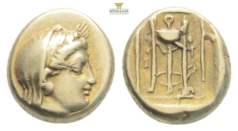 Greek, LESBOS, Mytilene. (Circa 377-326 BC) EL hekte (11,2 mm, 2.52 g)
Veiled he...