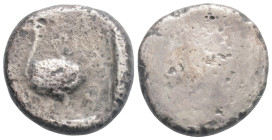 Cilicia. Mallos circa 440-390 BC. Stater AR 20 mm, 9,1 g Winged male figure advancing right, holding solar disk in both hands / Swan standing left; ba...