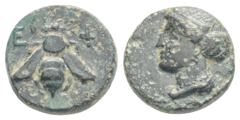 Ionia, Ephesos. Ae, . Circa 375-325 BC. 1,2 g. 10,4 mm.
Obv: Female head left, w...