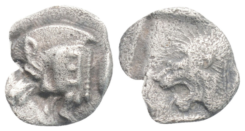 Greek MYSIA, Kyzikos (Circa 450-400 BC) AR obol (11,9 mm, 0,71 g)
Obv: Forepart ...