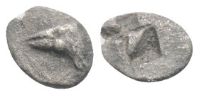 Greek
Mysia. Kyzikos 500-450 BC. Obol AR, 0,21 g. 7 mm.