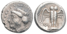 Greek
Pontos. Amisos as Peiraieos. ΧΑΡΙ-, magistrate circa 400-300 BC. Drachm AR, 5,6 g. 18,1 mm.