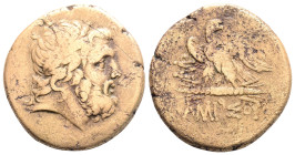 PONTOS. Amisos. Ae (Circa 100-85 BC).18,4 g. 30,9 mm.
Obv: Laureate head of Zeus right.
Rev: Eagle, with head right, standing left on thunderbolt; mon...