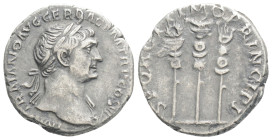 Roman Imperial Coins
Trajan AR Denarius. Rome, AD 113-114. IMP TRAIANO AVG GER DAC P M TR P COS VI P P, laureate and draped bust to right / S P Q R OP...