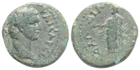 Roman Provincial Coins LYDIA. Daldis. Trajan (98-117). Ae. 3,7 g. 17,4 mm. 
Obv: TPAIANOC KAICAP CE. Laureate head right.
Rev: ΔAΛΔIANΩN. Zeus standin...