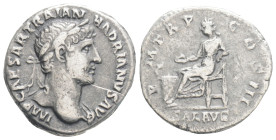 Roman Imperial
Hadrian AD 117-138. Rome, Denarius AR, 18 mm. 3, 2 g.
IMP CAESAR TRAIAN HADRIANVS AVG, laureate bust of Hadrian right / P M TR P COS II...