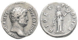 Roman Imperial
Hadrian (117-138), Denarius 137, Rome mint, 3,1 g. 17,8 mm.
Obv: laureate head right, HADRIANVS AVG COS III P P
Rev: Fides standing rig...