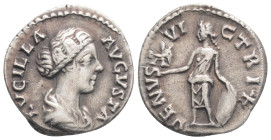 Roman Imperial Coins
LUCILLA, wife of Verus, 161-169 AD. AR Denarius (3.3 g. 18 mm.)
Draped bust / Venus standing holding Victory and shield. RSC.89...