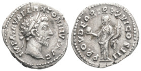 Roman Imperial Marcus Aurelius AR Denarius. Rome, AD 162-163. 3.26 g, 18,1 mm. 
IMP M ANTONINVS AVG, laureate head to right / PROV EOR TR P XVII COS I...