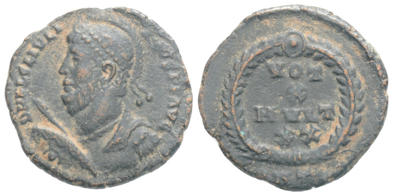 Roman Imperial
Julian II Æ3. Heraclea, 361-363. Helmeted, pearl-diademed and cui...