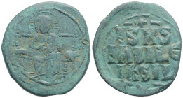 Byzantine Anonymous follis attributed to Constantine IX (1050-1060 AD) Constantinople AE Follis (32,2 mm, 8,8 g)