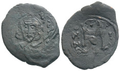 Byzantine Coins, Tiberius (698-705 AD) Constantinople AE Follis. 3,7 g. 28,mm.
