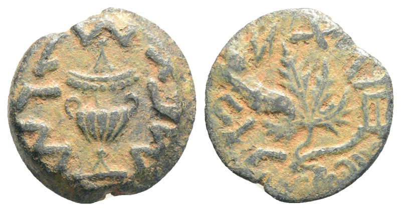 Judaea. Jerusalem. First Jewish War AD 66-70. Prutah AE, 2,3 g. 17 mm.