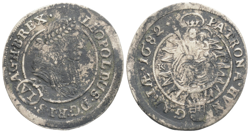 Hungary, Holy Roman Empire. Leopold I AR 6 Cruiser. (26,6 mm, 2.8 g) Kremnica mi...