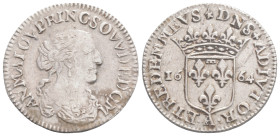 FRANCE. Dombes. Anna Maria Luisa d\'Orléans (1627-1693). Luigino or 1/12 Écu (1665-A). Trevoux. 2,2 g. 21,7 mm.
Obv: AN MA LOV PRINC SOVV DE DOM. Drap...