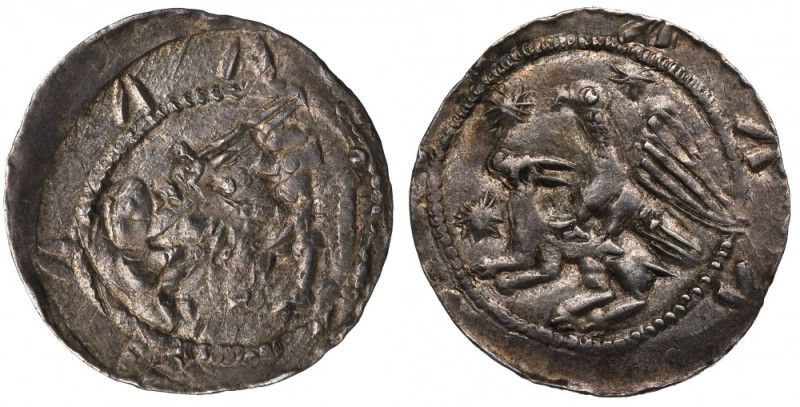 Vladislaus II, Denarius, Cracow - NGC MS62 Charakterystyczny denar przedstawiają...