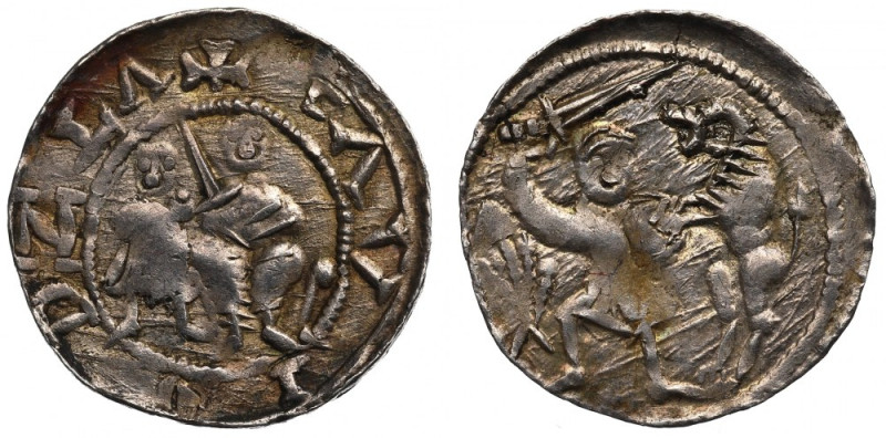 Vladislaus II, Denarius, Cracow Charakterystyczny denar przedstawiający motyw wa...