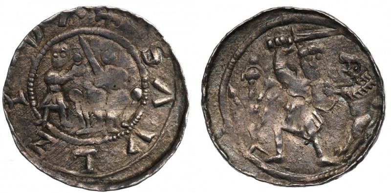 Vladislaus II, Denarius, Cracow Charakterystyczny denar przedstawiający motyw wa...