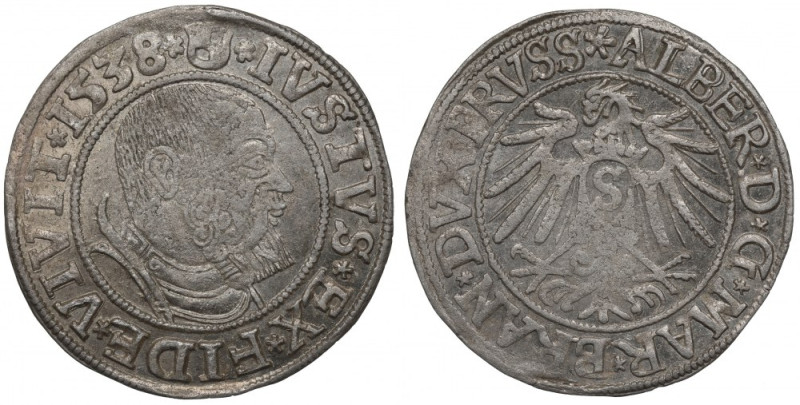 Germany, Preussen, Albrecht Hohenzollern, Groschen 1538, Konigsberg Piękny egzem...