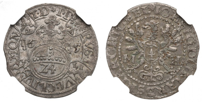 Preussen, Johann Sigismund, 1/24 thaler 1615 - NGC AU58 Bardzo ładny egzemplarz ...