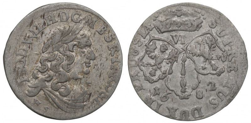 Germany, Preussen, 6 groschen 1682, Konigsberg Dobrze zachowany egzemplarz, poły...