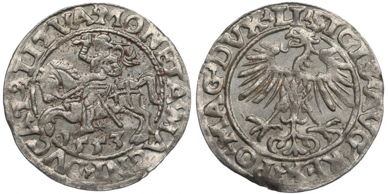 Sigismund II Augustus, Halfgroat 1553, Vilnius Ładnie zachowany egzemplarz. Odmi...