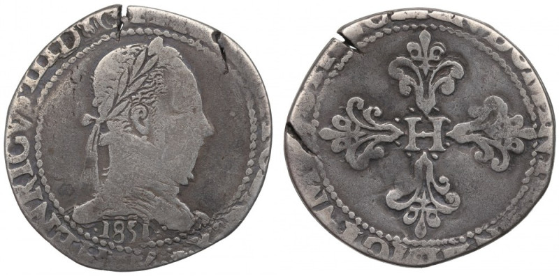 France, Henri III, 1/2 franc 1581 - date 1851 Ładny egzemplarz. Bardzo ciekawa o...