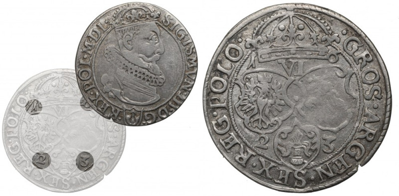 Sigismund III, 6 groschen 1623, Cracow Ładny egzemplarz. Pierwszy rocznik szósta...