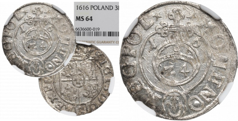 Sigismund III, 1,5 groschen 1616, Bromberg - NGC MS64 Piękny egzemplarz. Moneta ...