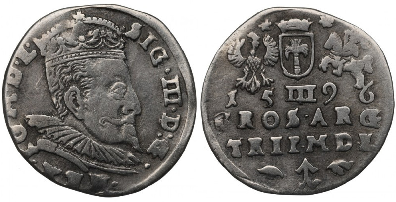 Sigismund III, 3 groschen 1596, Vilnius Ładny egzemplarz o dobrze zachowanych de...