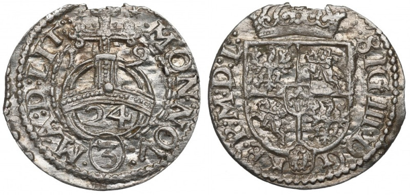 Sigismund III, 1/24 thaler 1619, Vilnius Bardzo ładny egzemplarz półtoraka wileń...