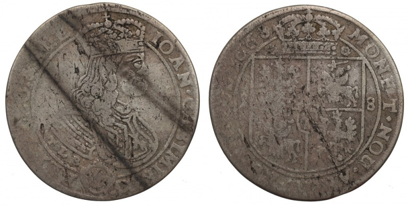 John II Casimir, 18 groschen 1668, Cracow Obiegowy egzemplarz ostatniego rocznik...