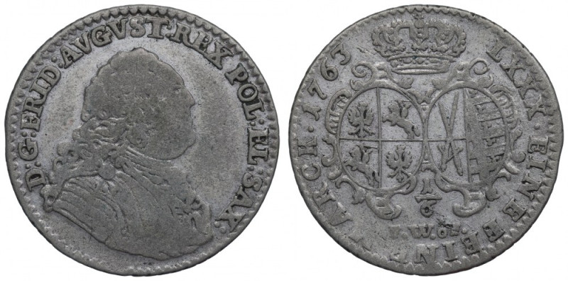 Germany, Saxony, Friedrich August II, 1/6 thaler 1763 Obiegowy, w pełni czytelny...