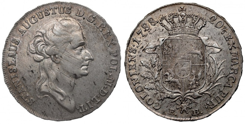 Stanislaus Augustus, Half-thaler 1788 Egzemplarz o pięknie zachowanych detalach....