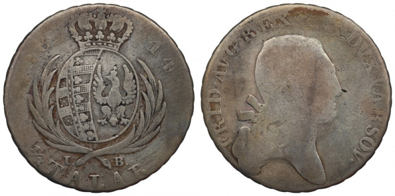 Duchy of Warsaw, 1/3 thaler 1814 Obiegowy egzemplarz. Ostatni rocznik monet Księ...