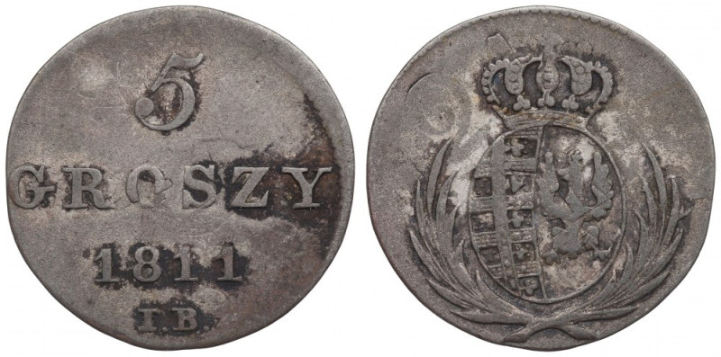 Księstwo Warszawskie, 5 groszy 1811 Obiegowy, czytelny egzemplarz. 
Grade: VF+/...