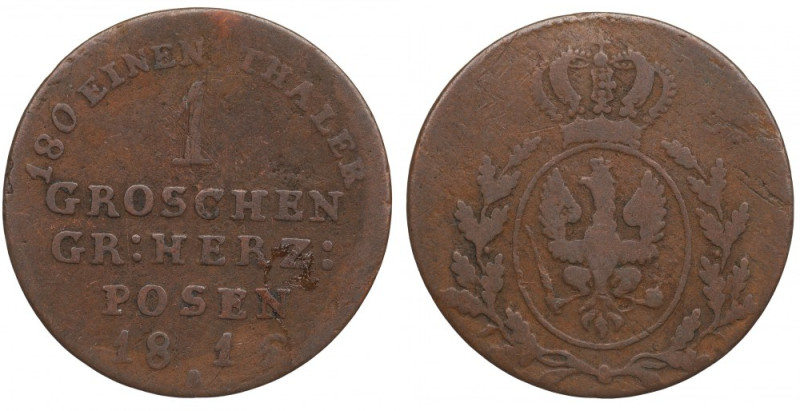 Grand Duchy of Posen, 1 groschen 1816, Berlin Obiegowy, w pełni czytelny egzempl...