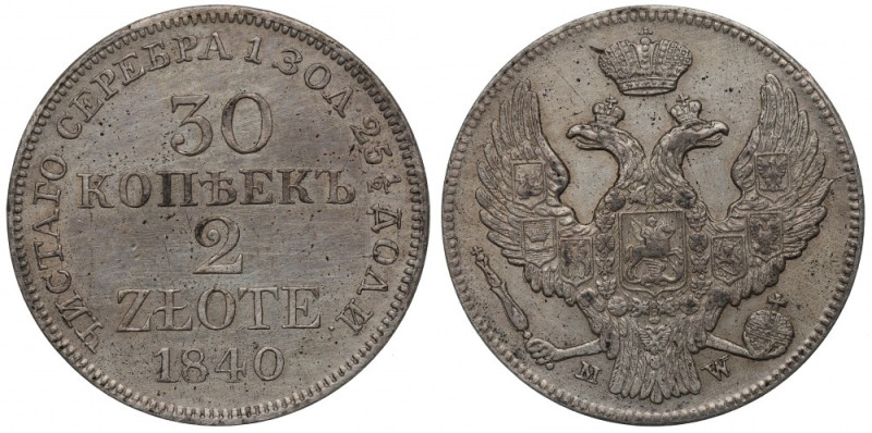 Poland under Russia, Nicholas I, 30 kopecks=2 zloty 1840 Zdecydowanie ponadprzec...