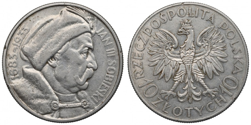 II Republic of Poland, 10 zloty 1933 Sobieski Ładny, obiegowy egzemplarz. Nomina...