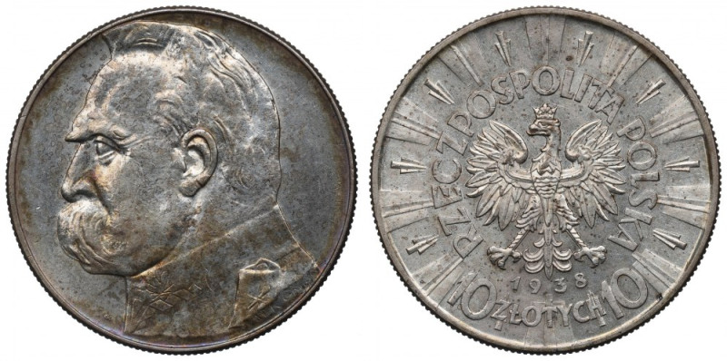 II Republic of Poland, 10 zloty 1938 Pilsudski Piękny, okołomenniczy egzemplarz....