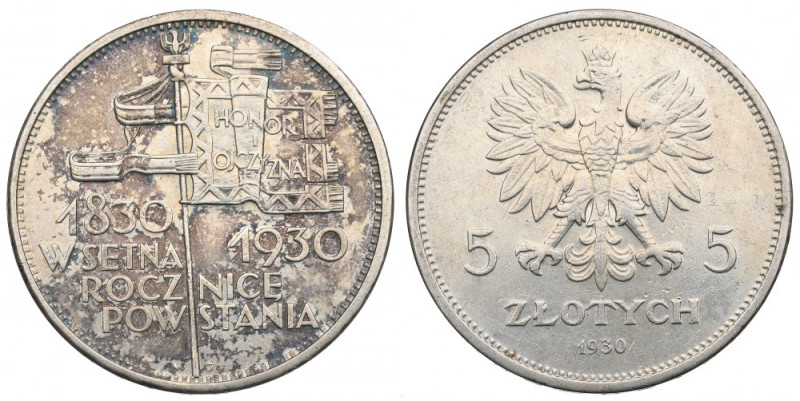 II Republic of Poland, 5 zloty 1930 November uprising Obiegowy, w pełni czytelny...