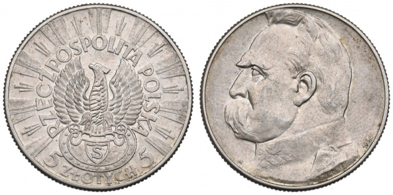 II Republic of Poland, 5 zloty 1934 Riffle Eagle Piękny, okołomeniczy egzemplarz...