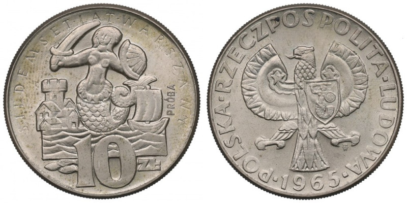 Peoples Republic of Poland, 10 zloty 1965 VII centuries of Warsaw - Specimen CuN...