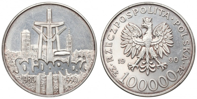 III RP, 100.000 złotych 1990 Solidarność typ A Bardzo ładny egzemplarz. 
Refere...