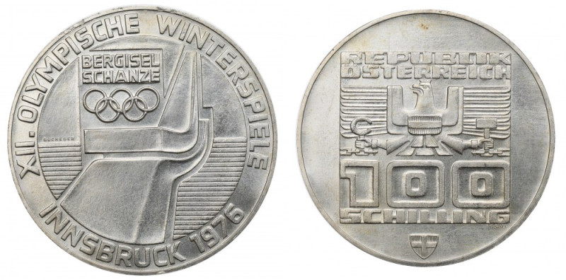 Austria, 100 schillings, 1976 Innsbruck Olypmic Games Piękny, menniczy egzemplar...