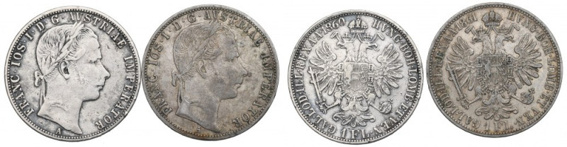 Austria, Zestaw 1 floren 1860-61 Ładne egzemplarze. 

Austria, Osterreich